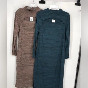 2 Jessica Simpson Blue & Brown/ Long Sleeve/ Casual Dress - Size XL-NWT